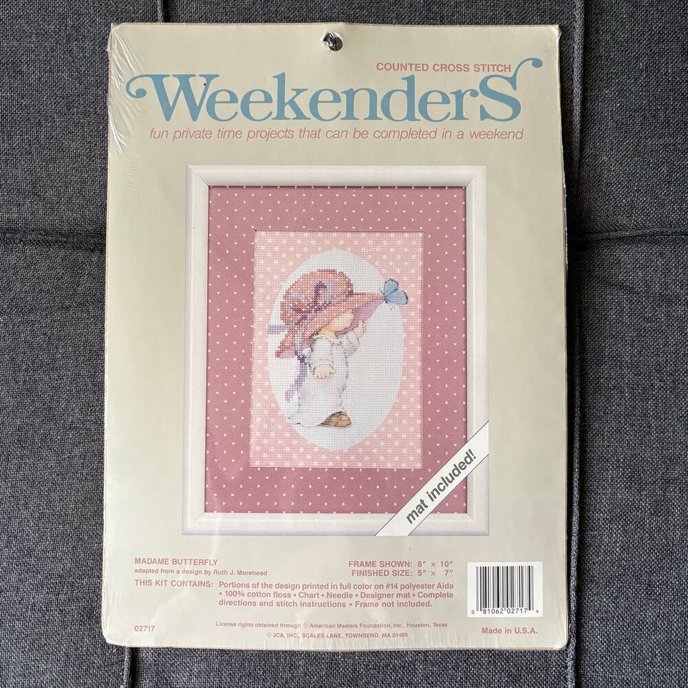 Madame Butterfly Vintage Counted/Stamped Cross Stitch Kit by Weekenders - 1990s